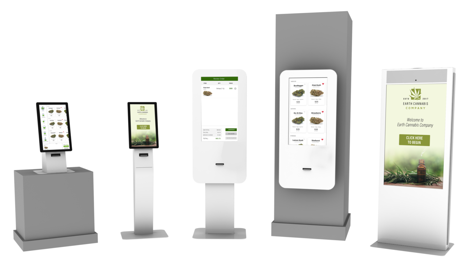 full line of kiosks for the cannabis industry