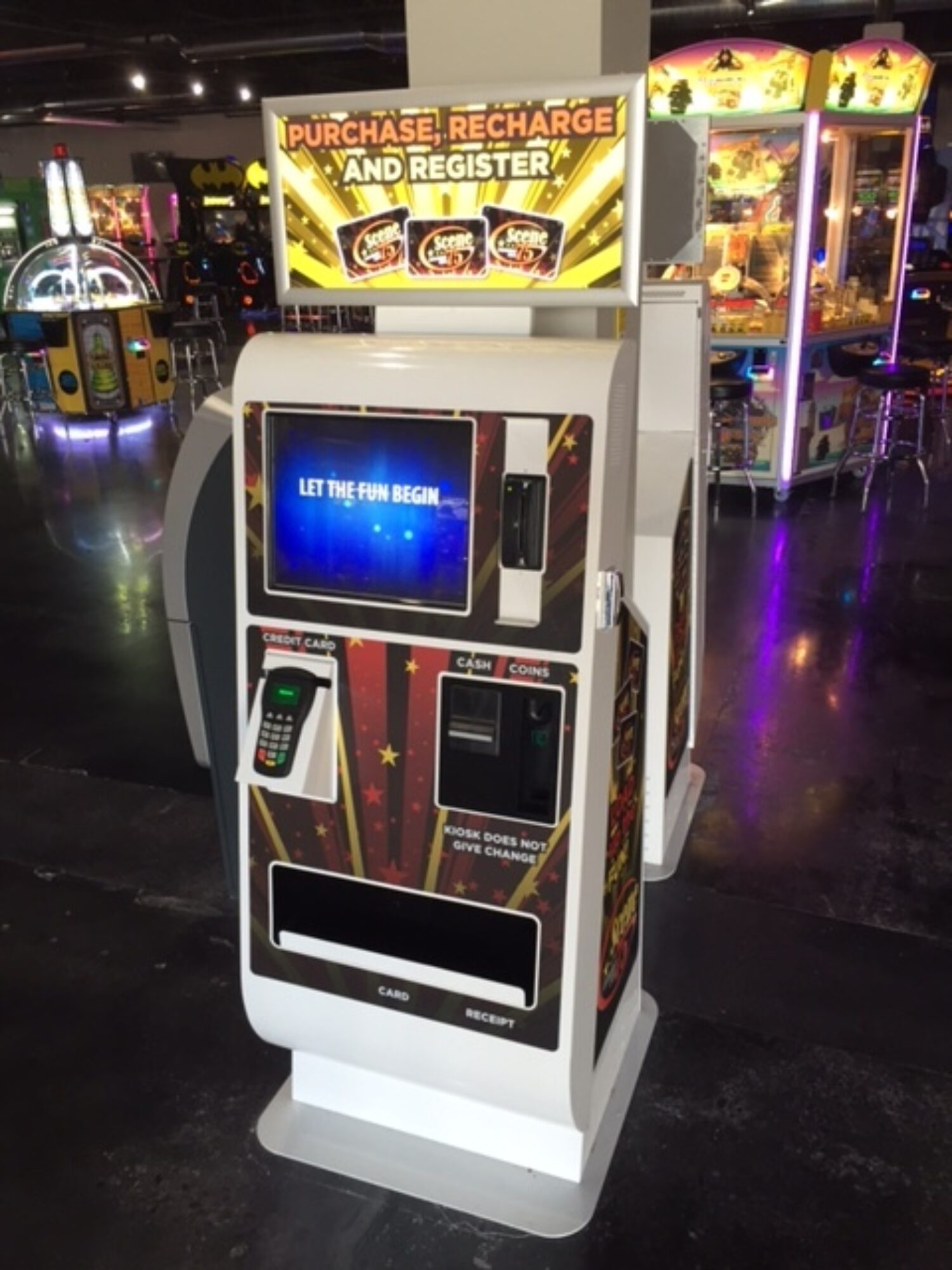 self service card kiosk in an arcade