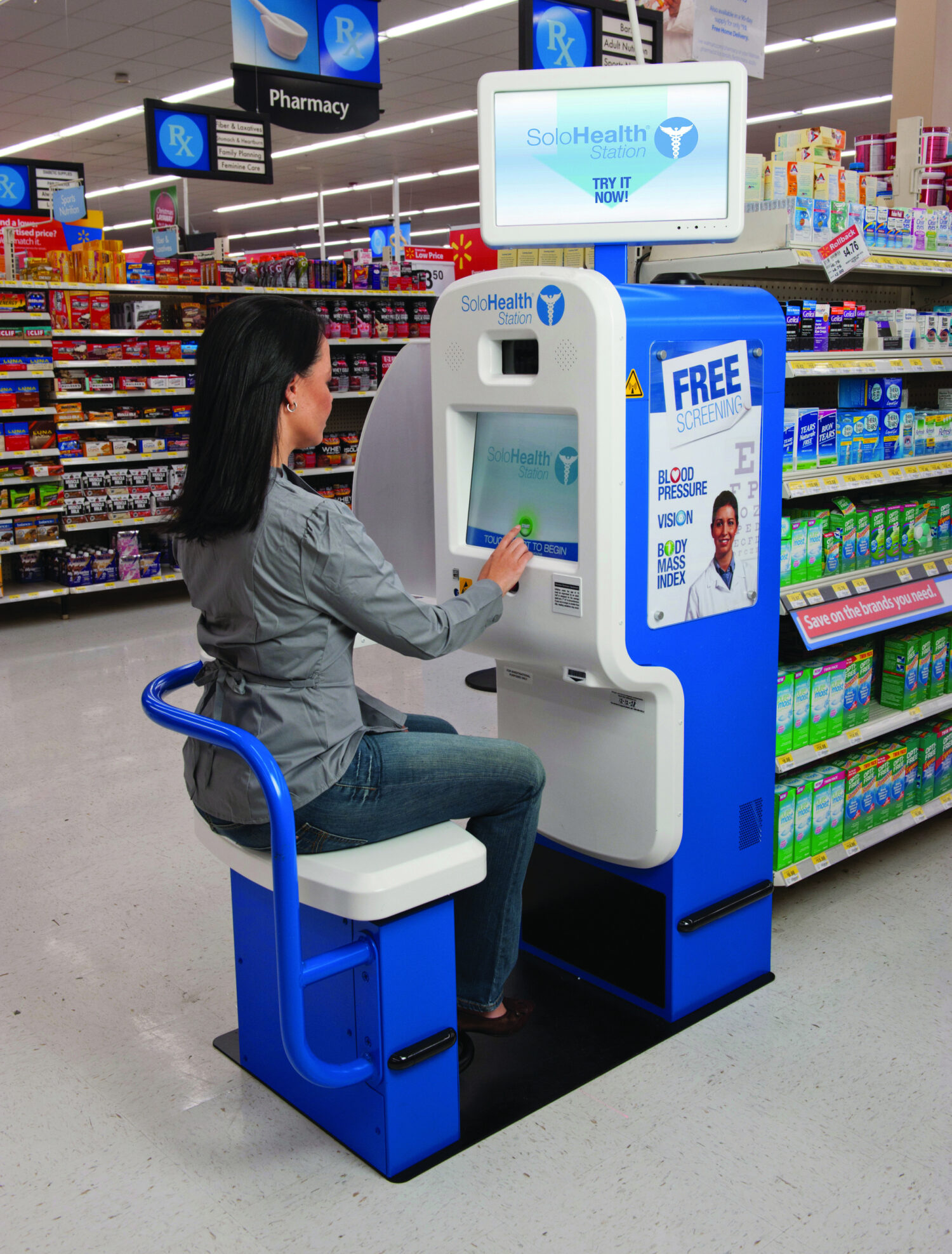 woman using a solo health station
